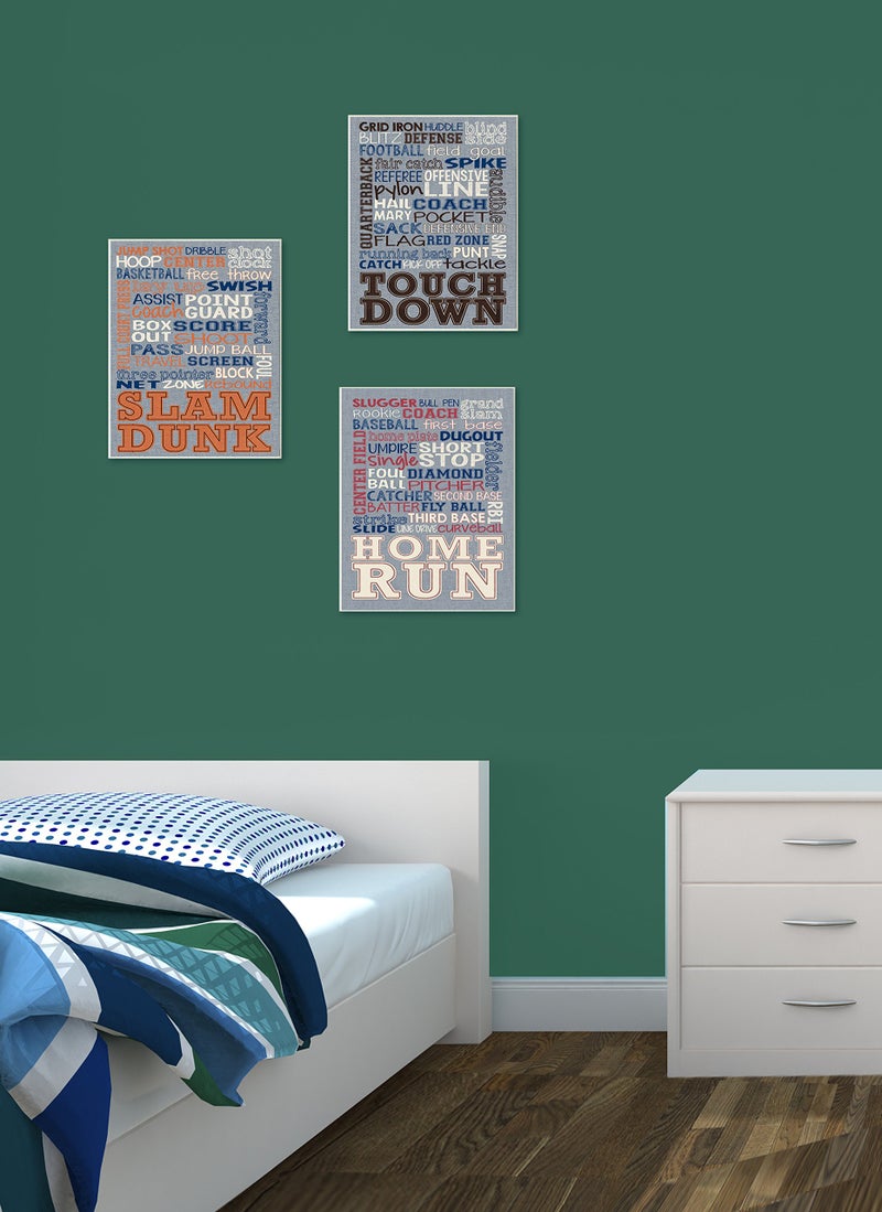 Stupell Industries The Kids Room by Stupell "Basketball Typography Denim Feel" Wall Plaque Art - Image 3