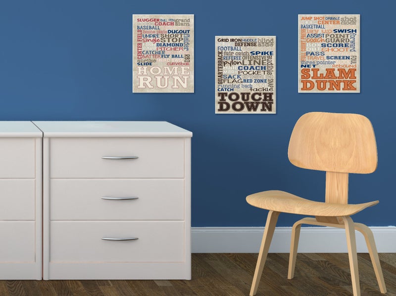 Stupell Industries The Kids Room by Stupell "Basketball Typography Denim Feel" Wall Plaque Art - Image 2