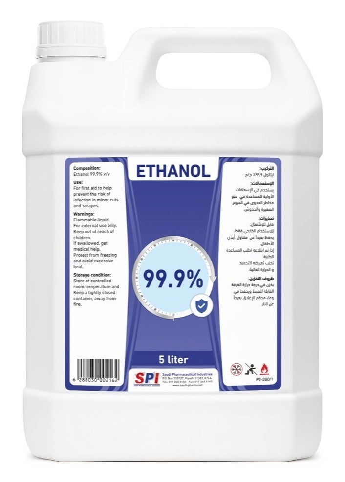 SPI Ethanol 99.9% Solution Sterilizer Medical Pure For Surface and Tool Disinfection Effective Against Germs and Viruses SPI-IPA (5 Litter) - Image 1