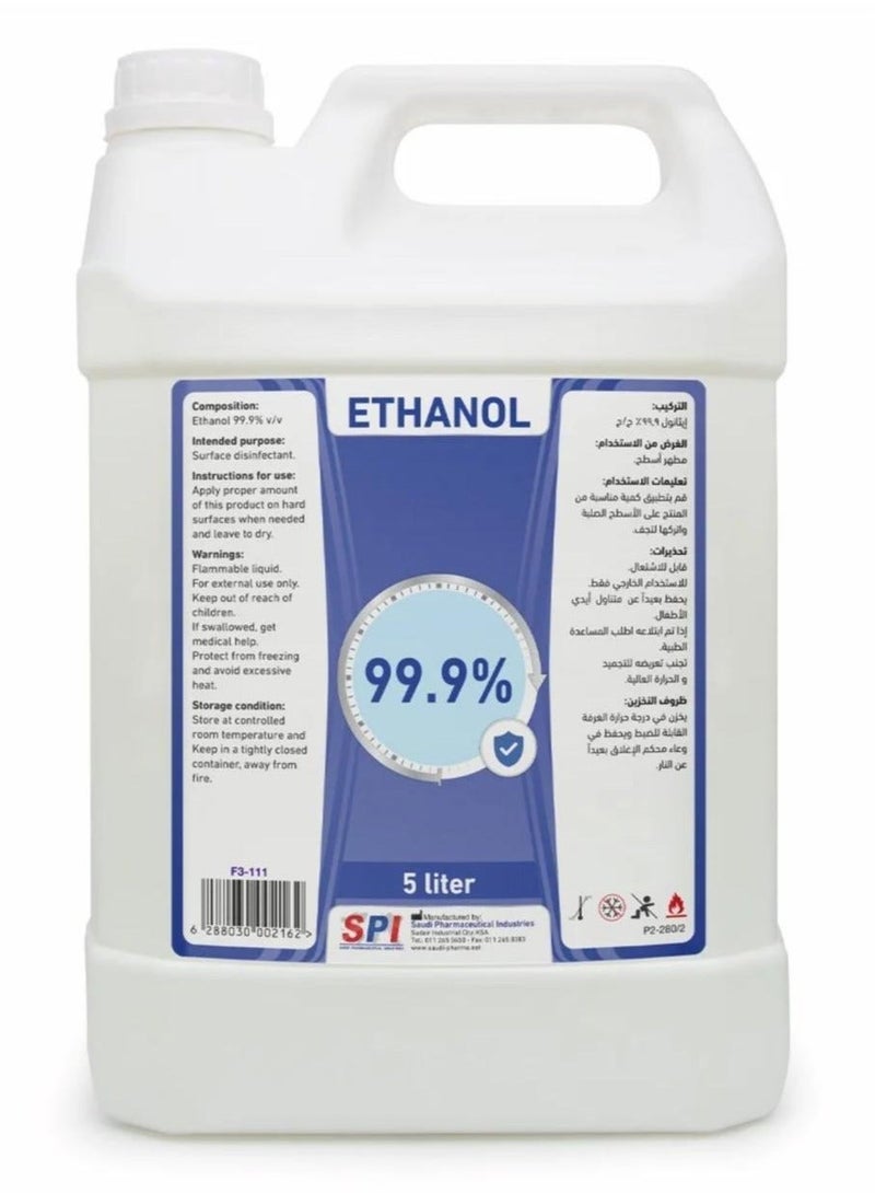 SPI Ethanol 99.9% Solution Sterilizer Medical Pure For Surface and Tool Disinfection Effective Against Germs and Viruses SPI-IPA (5 Litter) - Image 3