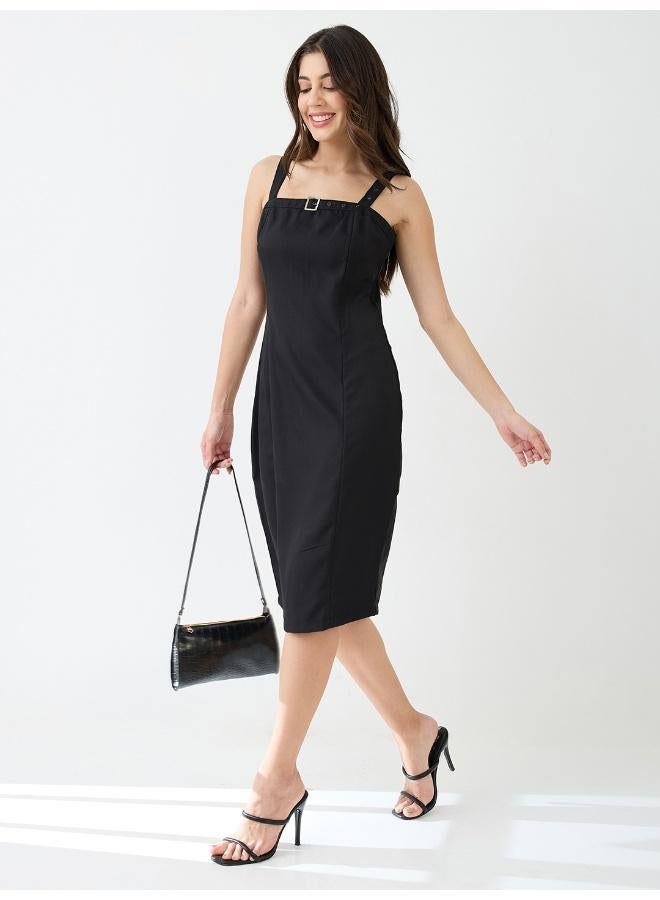 Globus Women's Dress Black Party with Square Neck and Bodycon Fit - Image 1
