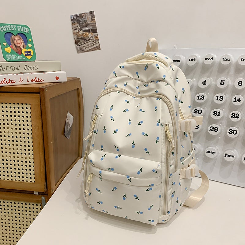 Japanese Style Ins Style Mori Style Fresh Style Floral Shoulder Bag College Style Girl'S Schoolbag College Student Travel Backpack For Women - Image 1