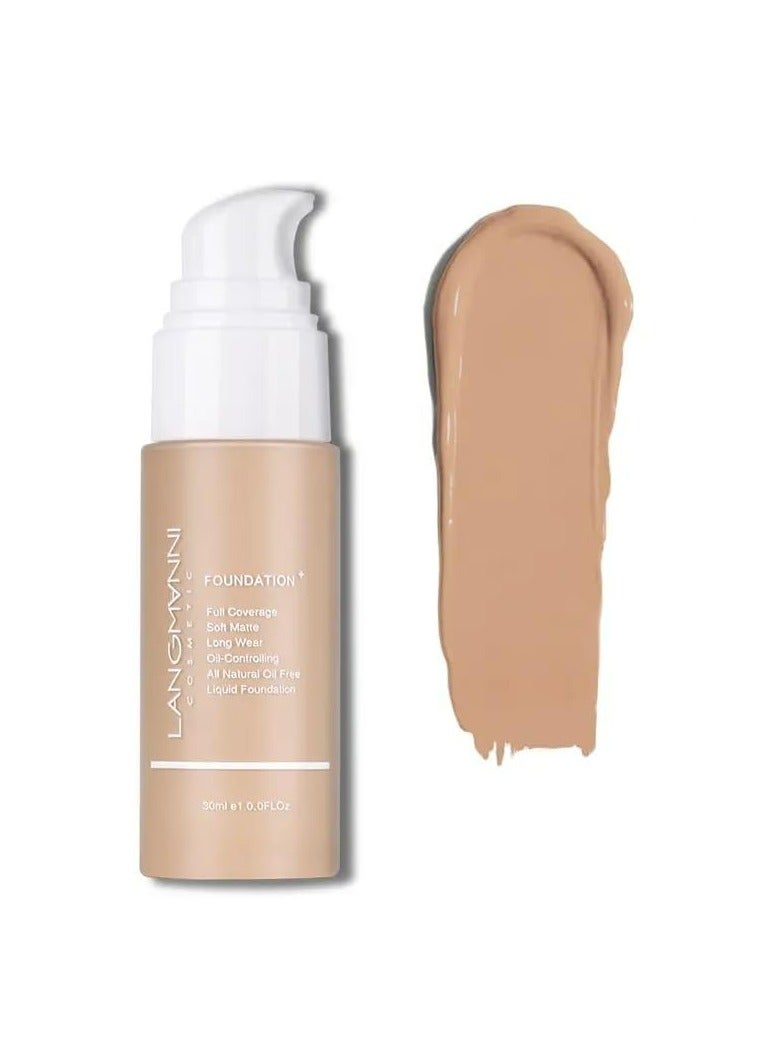 LANGMANNI فoundation سائل مات للتحكم في الزيت من لانغماني: تغطية طازجة، تدوم طويلاً، مقاومة للماء (رمل) - Image 1