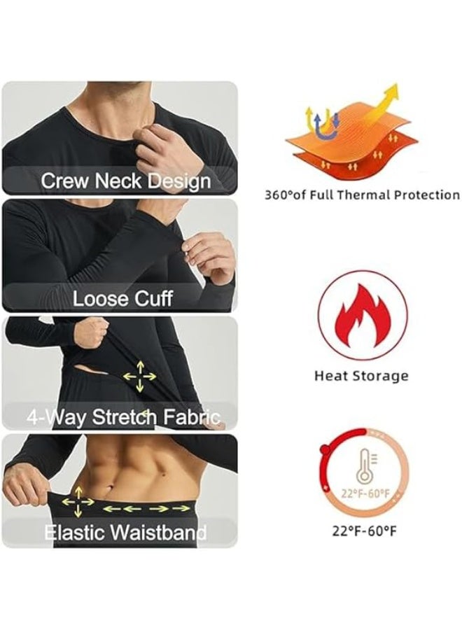 JOGAMS Thermal Underwear for Men Thermal Long Johns Top and Bottom Set Thermal Wear Clothes Pants Thermal Base Layer Long Sleeve Pajama Skiing Hiking Outdoor Sports - Image 3
