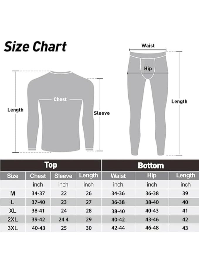 JOGAMS Thermal Underwear for Men Thermal Long Johns Top and Bottom Set Thermal Wear Clothes Pants Thermal Base Layer Long Sleeve Pajama Skiing Hiking Outdoor Sports - Image 2