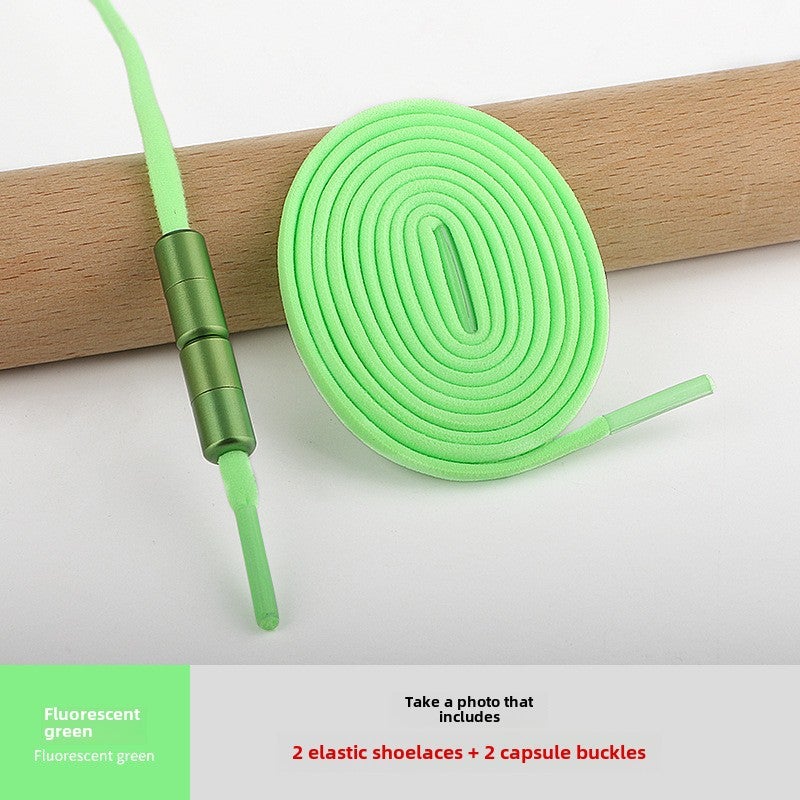 إسكدنيا Elastic No-Tie Shoelaces Colorful Metal Capsule Kids fluorescent green