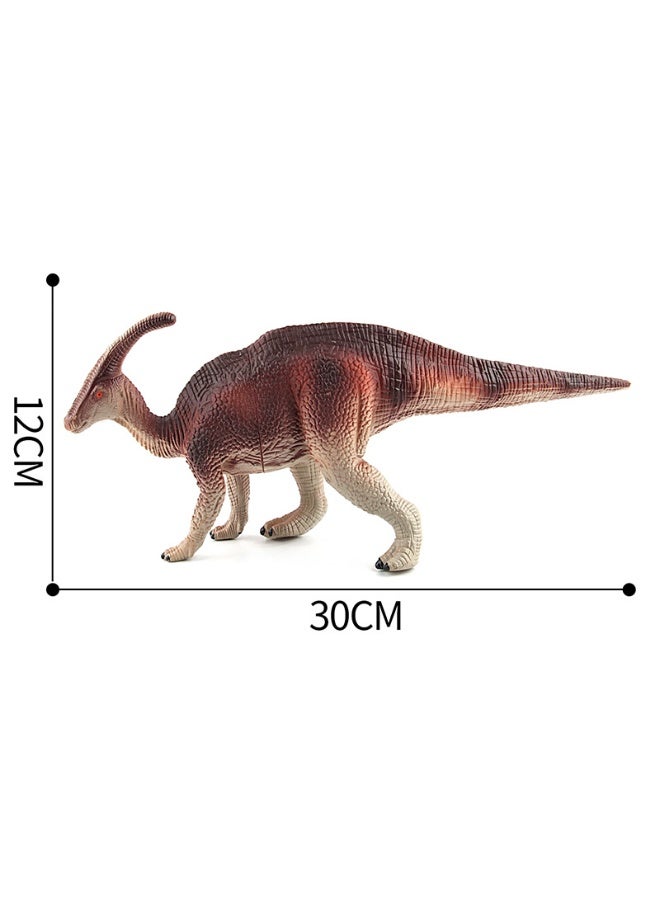 هالامودو بني أحمر Parasaurolophus نموذج ديناصور ، شكل ديناصور واقعي ، مادة بلاستيكية صلبة ، زينة برية ، لعب معرفية حديقة حيوانات الغابة ، هدايا عيد ميلاد الأطفال 30x7x12 سم - Image 4