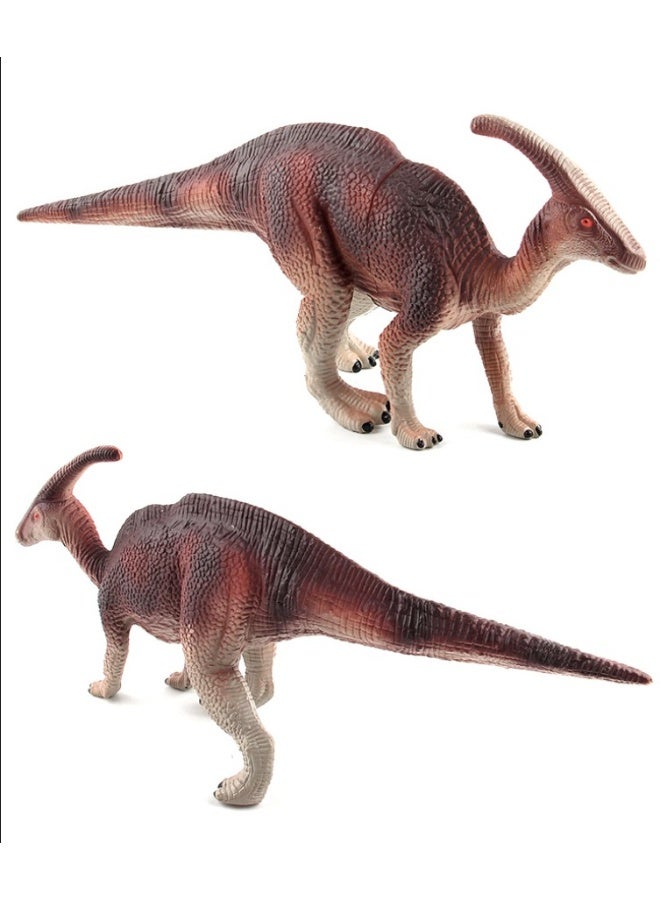 هالامودو بني أحمر Parasaurolophus نموذج ديناصور ، شكل ديناصور واقعي ، مادة بلاستيكية صلبة ، زينة برية ، لعب معرفية حديقة حيوانات الغابة ، هدايا عيد ميلاد الأطفال 30x7x12 سم - Image 2