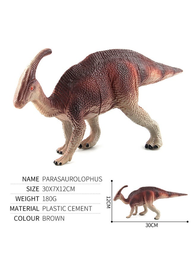 هالامودو بني أحمر Parasaurolophus نموذج ديناصور ، شكل ديناصور واقعي ، مادة بلاستيكية صلبة ، زينة برية ، لعب معرفية حديقة حيوانات الغابة ، هدايا عيد ميلاد الأطفال 30x7x12 سم - Image 1