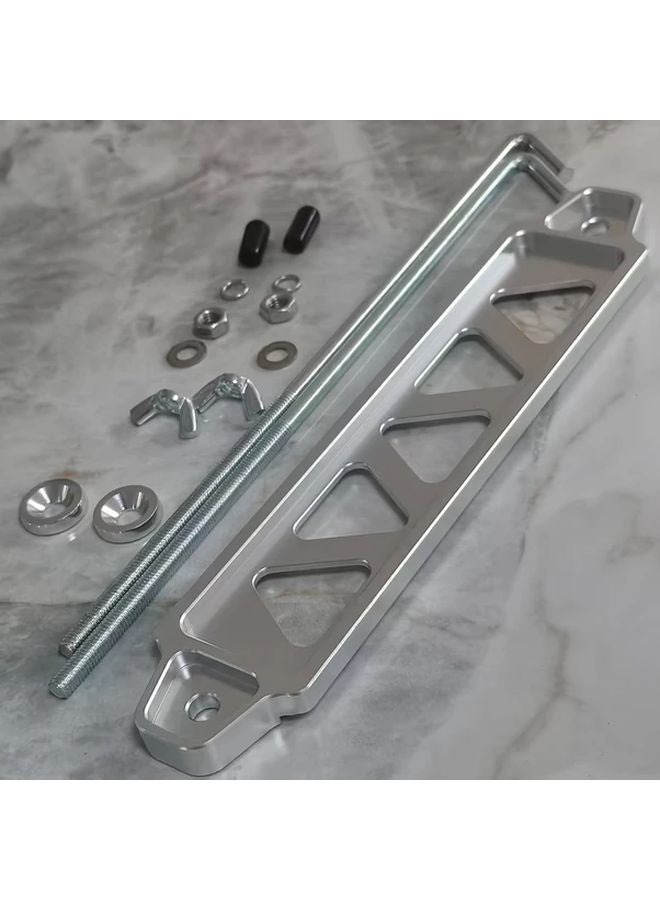 حامل بطارية السيارة العالمي من سبائك الألمنيوم مع مسمارين جي فضي - Image 1