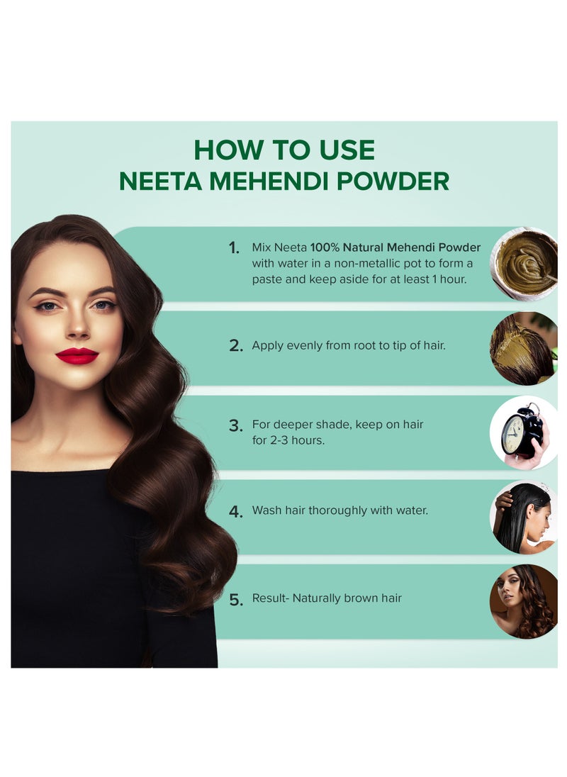 Neeta - 100gm - 100% Natural Henna Powder, Natural Brown Henna Powder for Hair, Hand & Feet, Man and Women - Image 1