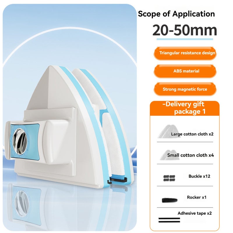 Magnetic Glass Cleaner With Thickened Cleaning Pad - Dual-Sided Design Versatile Glass Cleaner for High-Rise Buildings and Household Cleaning - Image 2