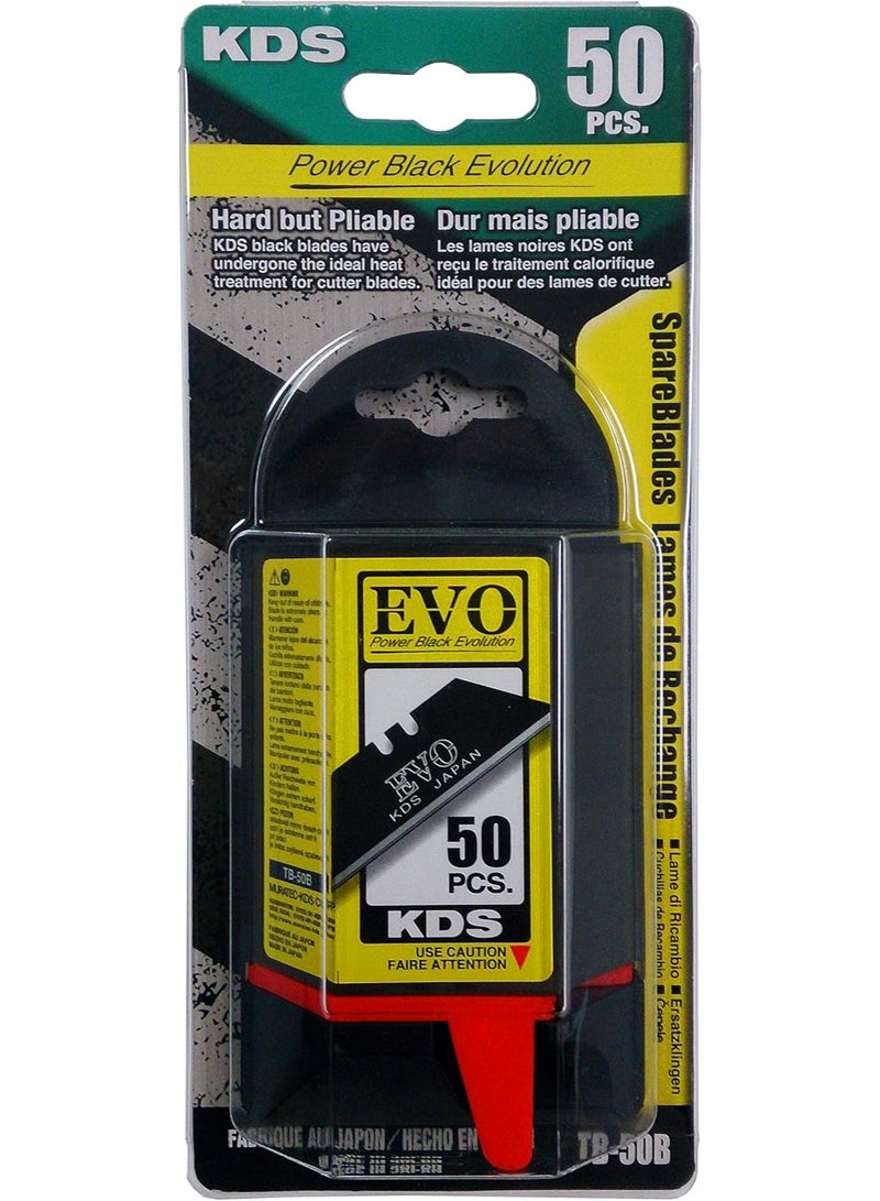 KDS TB-50B Trapezoidal Spare Blades with Dispenser – 50pcs – Stainless Steel – Black (1 Pack of 50 Blades) - Image 1