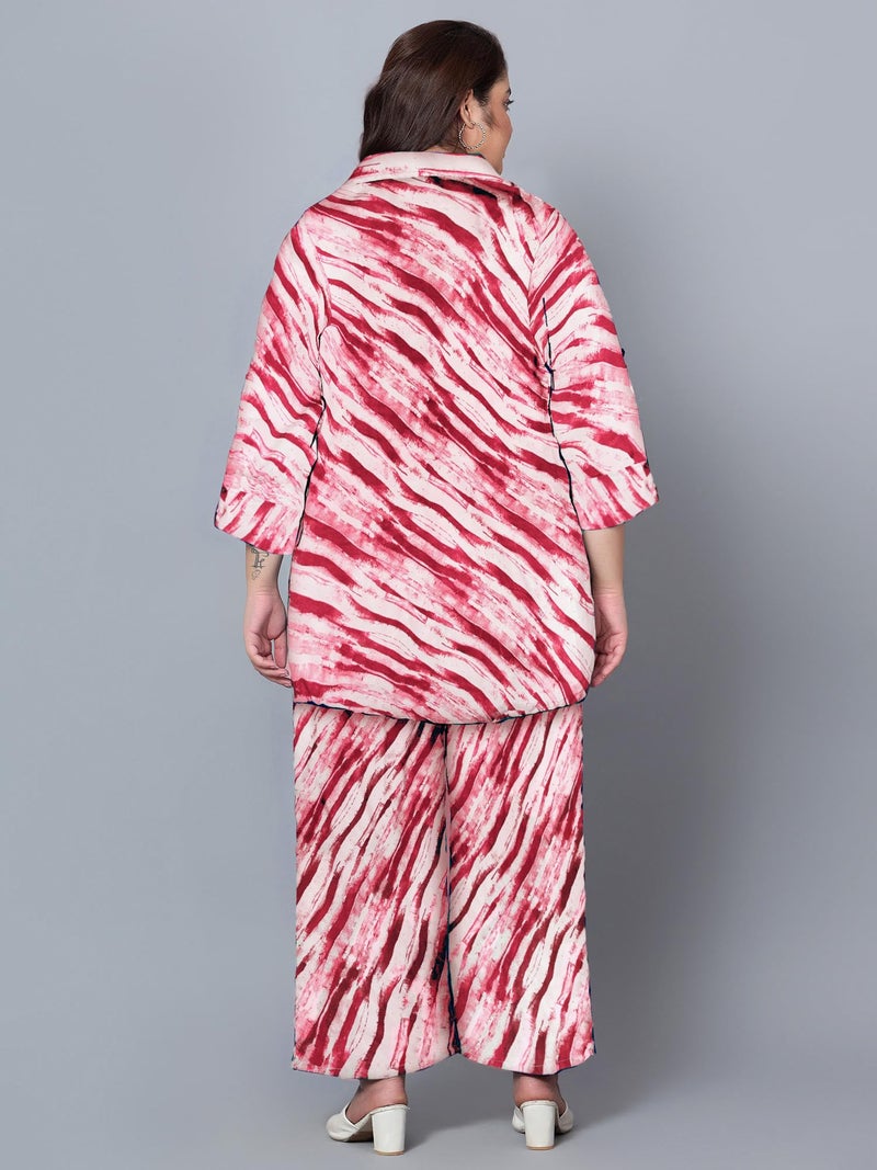 Indietoga Women's Polyester Plus Size Casual Co-Ords Pajama Set (P10001469_Red & White Printed_7Xl) - Image 3