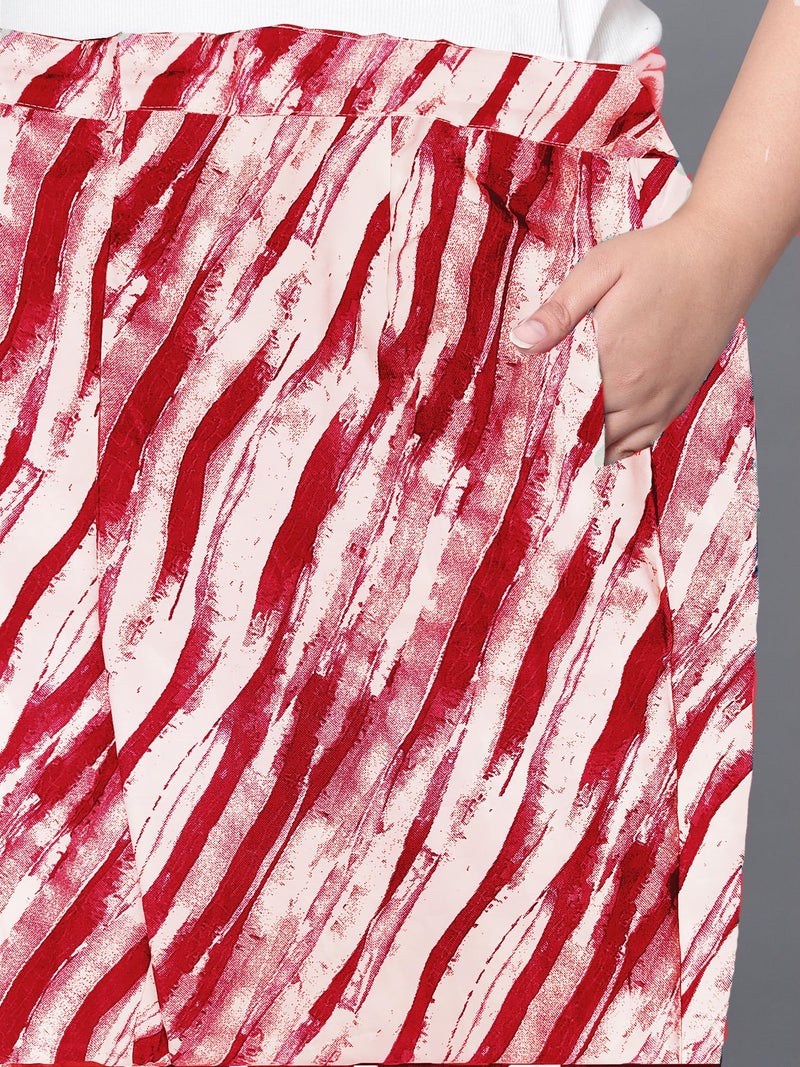 Indietoga Women's Polyester Plus Size Casual Co-Ords Pajama Set (P10001469_Red & White Printed_7Xl) - Image 4