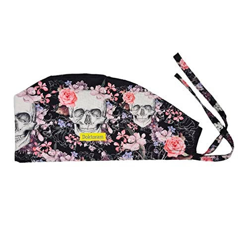 DOKTORAM Black Skull Scrub Cap - Gothic Style Hat for Medical Professionals with Attitude… - Image 1