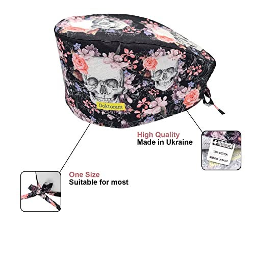 DOKTORAM Black Skull Scrub Cap - Gothic Style Hat for Medical Professionals with Attitude… - Image 2