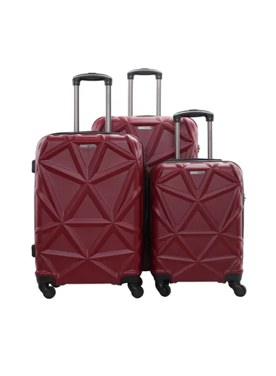 PARAJOHN Parajohn Matrix Series 3 Piece Lightweight Luggage Set | Small 10KG, Medium 20KG & Large 30KG ABS 8 Wheels Luggage - Burgundy