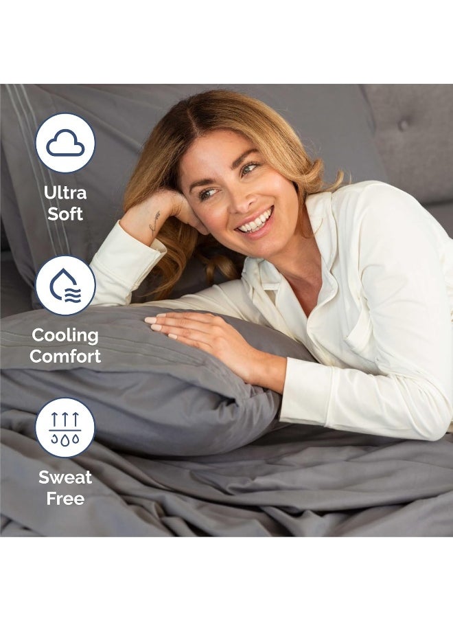 CGK Unlimited - Queen Size Sheet Set - 4 Piece - Hotel Luxury Bed Sheets - Extra Soft - Deep Pockets - Easy Fit - Breathable & Cooling Sheets - Wrinkle Free - Comfy – Dark Grey Bed Sheets - Queens Sheets – 4 PC - Image 1