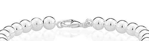 Miabella 925 Sterling Silver Italian Handmade 6mm Bead Ball Strand Chain Bracelet for Women, Made in Italy (Length 7.5 Inches) - Image 4