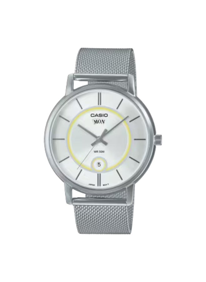 كاسيو ساعة يد رجالية ستانلس ستيل شبكية بعقارب -- -  مم