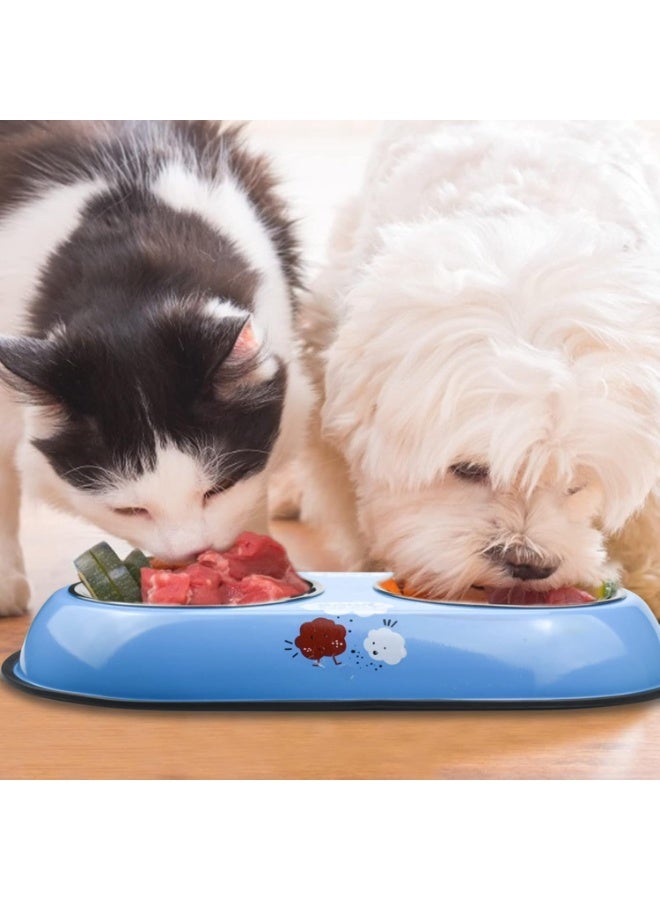 Double Stainless Steel Pet Food and Water Bowl – Dual Dish with Non-Slip Base, Large Capacity, Rust Resistant, Easy to Clean – Suitable for Cats and Dogs - Image 2
