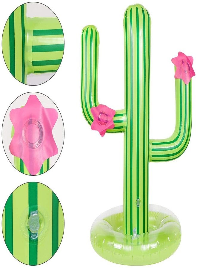 UNIME 2 Pack Inflatable Cactus Ring Toss Game Set,Cactus Target Toss Game Toys Summer Floating Swimming Ring Toss Game Toy for Fiesta Party Accessories Hawaiian Pool Beach Party Decoration Supplies - Image 3