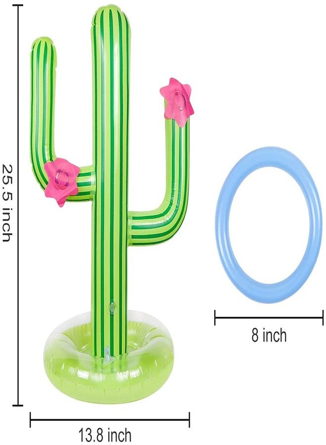 UNIME 2 Pack Inflatable Cactus Ring Toss Game Set,Cactus Target Toss Game Toys Summer Floating Swimming Ring Toss Game Toy for Fiesta Party Accessories Hawaiian Pool Beach Party Decoration Supplies - Image 2