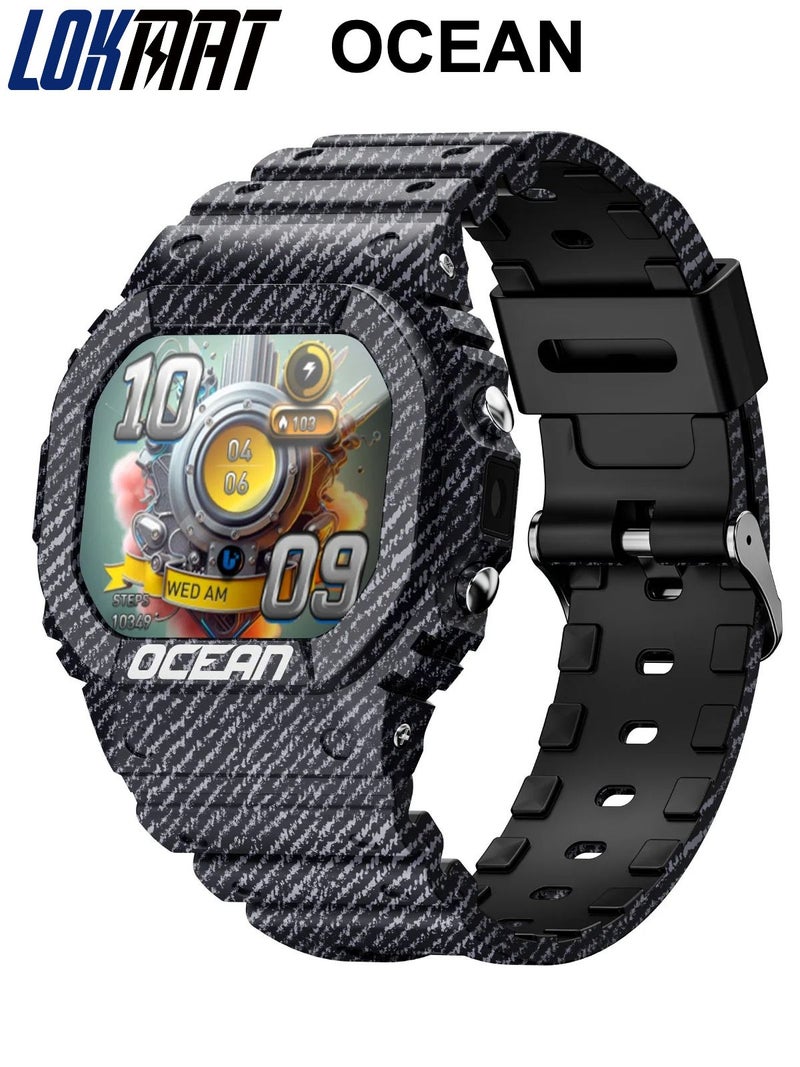 Lokmat Ocean Outdoor Marine Smartwatch, Fitness Tracker, BT Calls, Messaging, Touch Screen, Flashlight, Blue - Image 1
