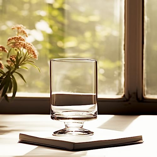 CYS EXCEL Glass Hurricane Pillar Candle Holder (H:6" W:3.75") | Multiple Size Choices Short Stem Candle Centerpieces | Stemmed Glass Cylinder Candle Vase - Image 4