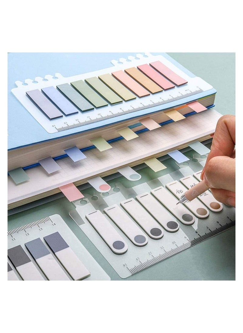 ألسق مؤشر العلامات اللاصقة، 1200 ، علامات ملونة لتحديد الصفحات، للتذكير بملاحظات القراءة، الكتب، الملفات، لتسليط الضوء، علامات قابلة للكتابة، مع مسطرة لتحديد الصفحات وتصنيف الملفات. - Image 1