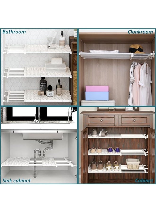 DUNISO 2 Pcs Adjustable Storage Dividers,Expandable Closet Shelf,Expandable Wardrobe Rack,Sturdy and Durable，Used for Wardrobes, Cabinets, Bookshelves, Bathrooms, W24, L39-60CM,White - Image 2