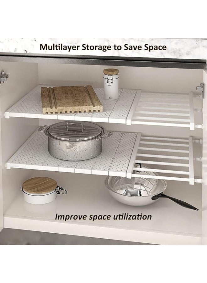 DUNISO 2 Pcs Adjustable Storage Dividers,Expandable Closet Shelf,Expandable Wardrobe Rack,Sturdy and Durable，Used for Wardrobes, Cabinets, Bookshelves, Bathrooms, W24, L39-60CM,White - Image 3