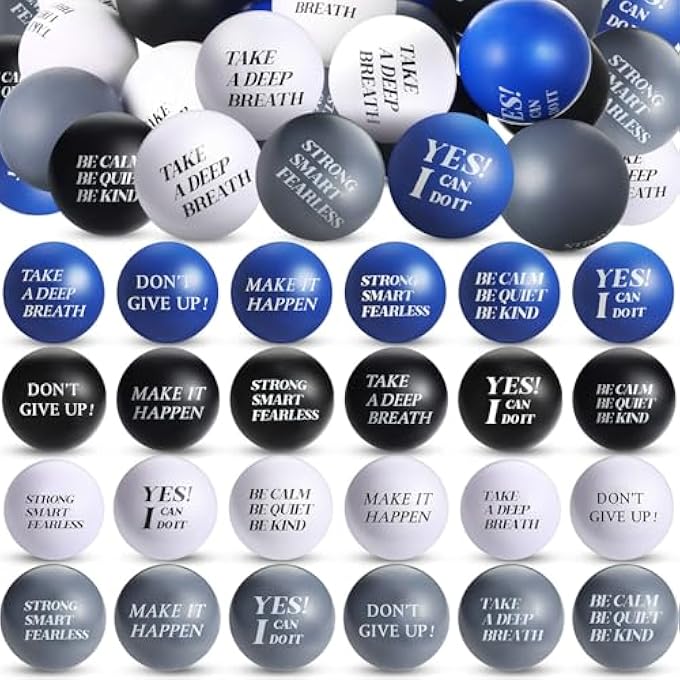 Jerify 72 Pcs Motivational Stress Balls Bulk Inspirational Stress Balls Colorful Foam for Adults Hand Exercise Small Therapy Fidget Relief Anxiety Toys for Coworkers Gifts Fidget(Cool Colors) - Image 1