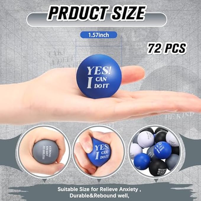 Jerify 72 Pcs Motivational Stress Balls Bulk Inspirational Stress Balls Colorful Foam for Adults Hand Exercise Small Therapy Fidget Relief Anxiety Toys for Coworkers Gifts Fidget(Cool Colors) - Image 2