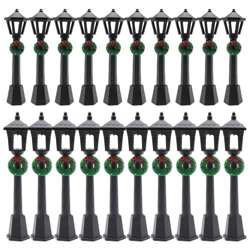 DoubleWood Christmas Lamp Village Accessories 20 Pcs Lantern Decorative Mini Street Lights Miniature Street Lamp Posts for DIY Dollhouse Christmas Village Display Wreath Style 20 - Image 2