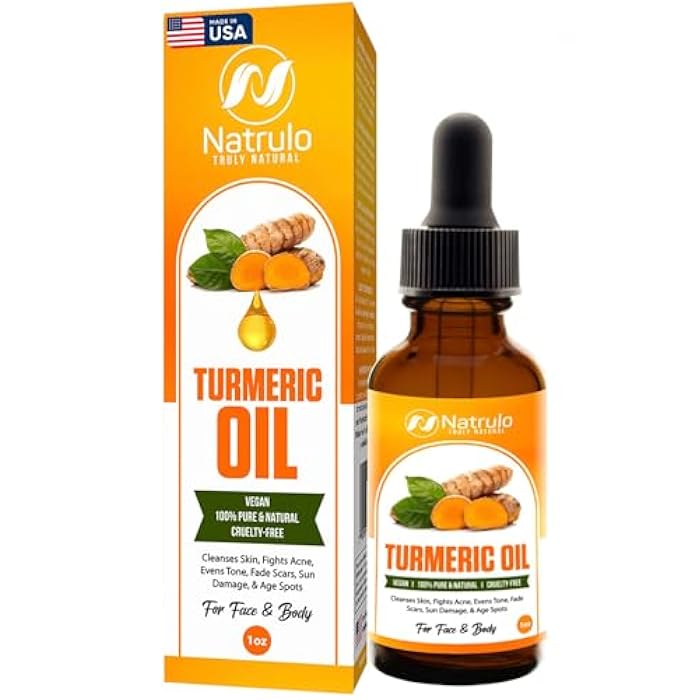 Natrulo All Natural Turmeric Skin Brightening Oil for Dark Spots - Cleanses Skin, Fights Acne, Evens Tone, Heals Scars - Pure Handcrafted Turmeric Oil Skincare Made in the USA - Image 1