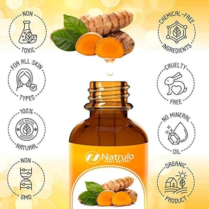 Natrulo All Natural Turmeric Skin Brightening Oil for Dark Spots - Cleanses Skin, Fights Acne, Evens Tone, Heals Scars - Pure Handcrafted Turmeric Oil Skincare Made in the USA - Image 3