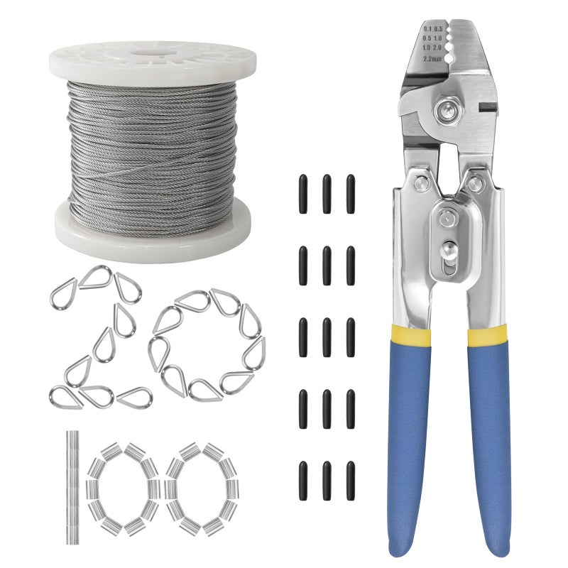 BKMAMLAB Wire RopeEquipped with Crimping Pliers116 Wire Rope Aircraft Cable304 Stainless Steel Cable7x7 Strand Core 196FT368lbs Breaking Strength - Image 2