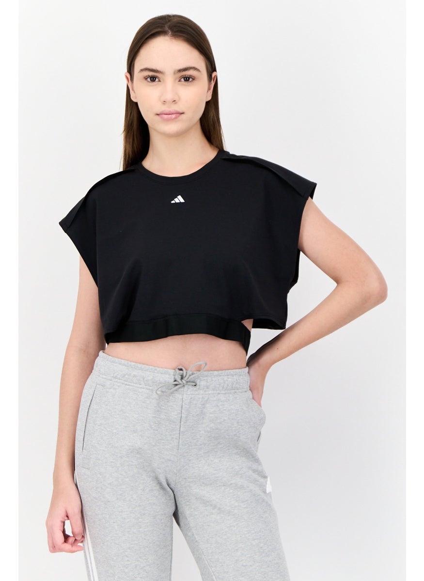 Adidas Women Sportswear Fit Sleeveless Training Crop Top, Black  - Image 1