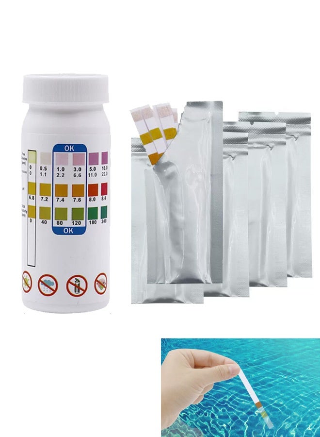 GMORO 50 Strips Pool Test Strips - 3-in-1 Pool Water Testing Kit for Chlorine/Bromine, pH, Alkalinity - Easy and Accurate Hot Tub Test Strips for Swimming Pools & Spas - Image 1