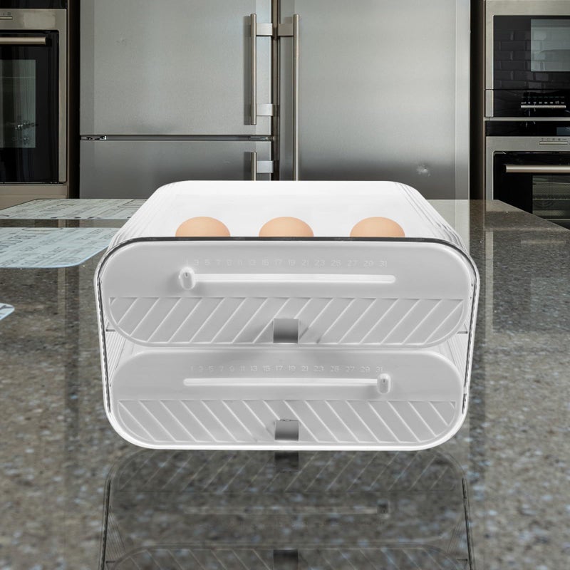 White Egg Storage Organizer Box 36 Slot Rolling Design For Fridge - Image 5