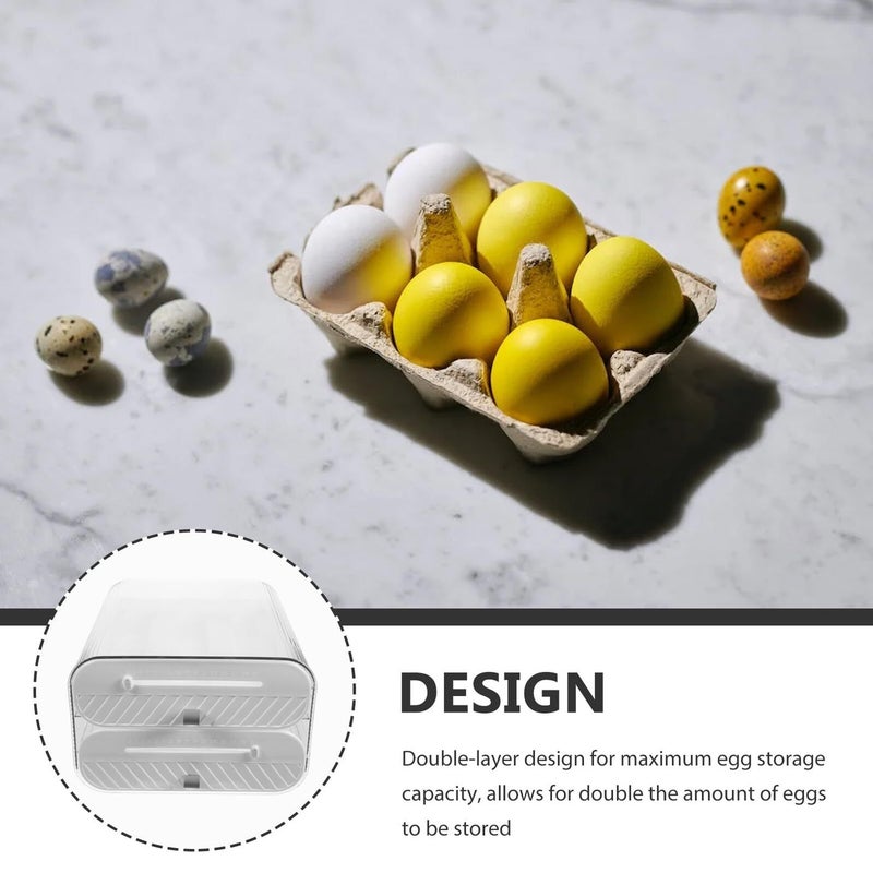 White Egg Storage Organizer Box 36 Slot Rolling Design For Fridge - Image 4