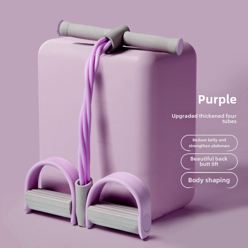 Small Multifunctional Pedal Puller Sit-Up Assistive Device Home Slim Belly Yoga Pedal Pull Rope Wholesale(Standard Model-purple [basic four tubes]]) - Image 1