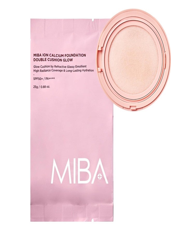 MIBA Ion Calcium Foundation Double Cushion Glow 25 g / 0.88 oz Big Cushion SEASON 3. Long Lasting Cover Effect. Moisture glow. Skin tightening relief. Smooth adhesion. (#21 Rosy Ivory Refill) - Image 1