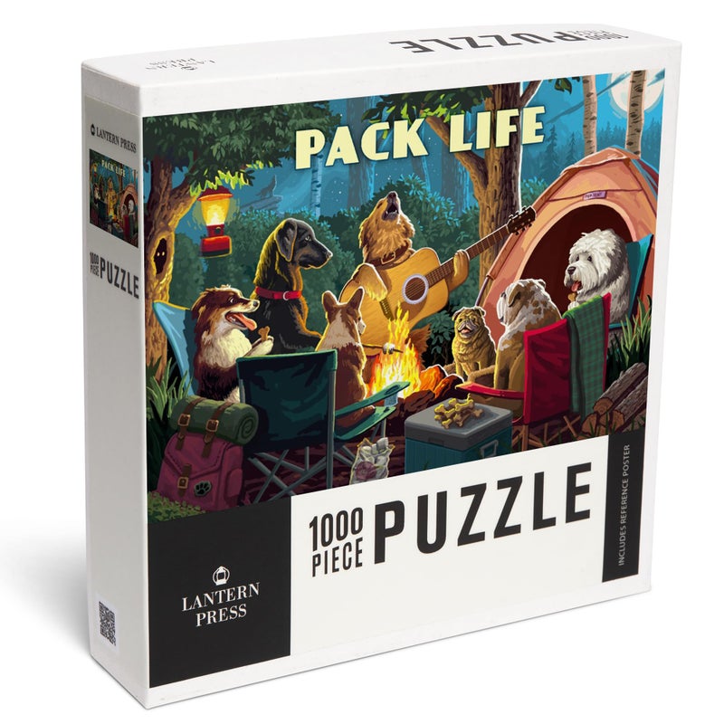 Lantern Press Painterly Pack Life Dogs Around Campfire Sentiment 1000 Piece Jigsaw Puzzle for Adults Made in USA with Reference Poster - Image 3