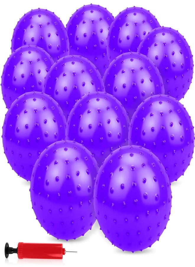 CZBRO 12PCS Bouncy Balls for Kids Toddlers, 7 Inch Sensory Balls Spiky Massage Stress Ball Bulk with Air Pump, Indoor Outdoor Sports Sensory Toys & Party Favors(Purple) - Image 1