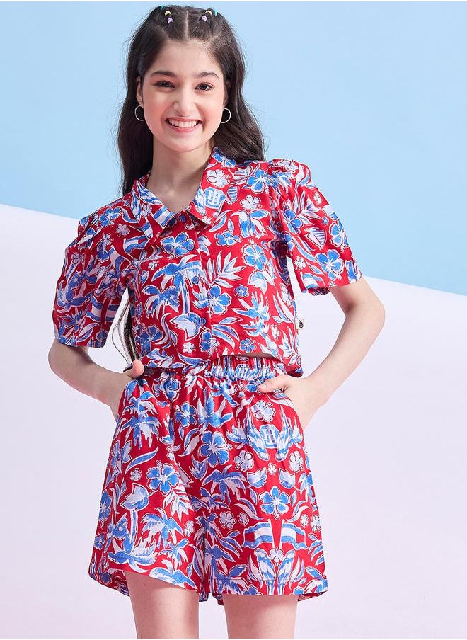 Stylo Bug All-Over Print Cropped Shirt and Shorts Set by Styli  - Image 1