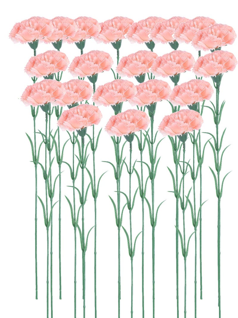 Fourwalls Artificial Synthetic Single Carnation Flower Stick 45 cm Tall Set of 20 Peach - Image 4