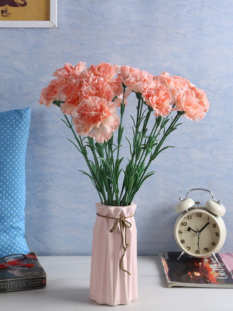 Fourwalls Artificial Synthetic Single Carnation Flower Stick 45 cm Tall Set of 20 Peach - Image 1